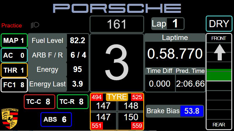 Porsche 911 GT3 R LMGT3 Dashboard Layout 1