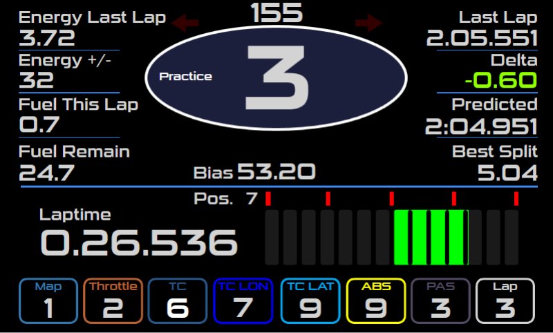 Ford Mustang LMGT3 Dashboard Layout 2
